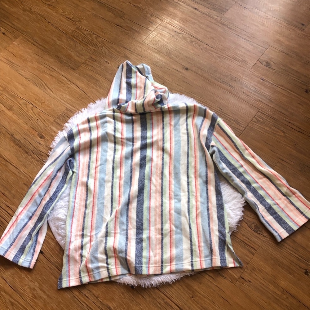 Roxy Boho Pastel Multi-Striped Hooded Pullover Sweatshirt with Pockets - Picture 5 of 10